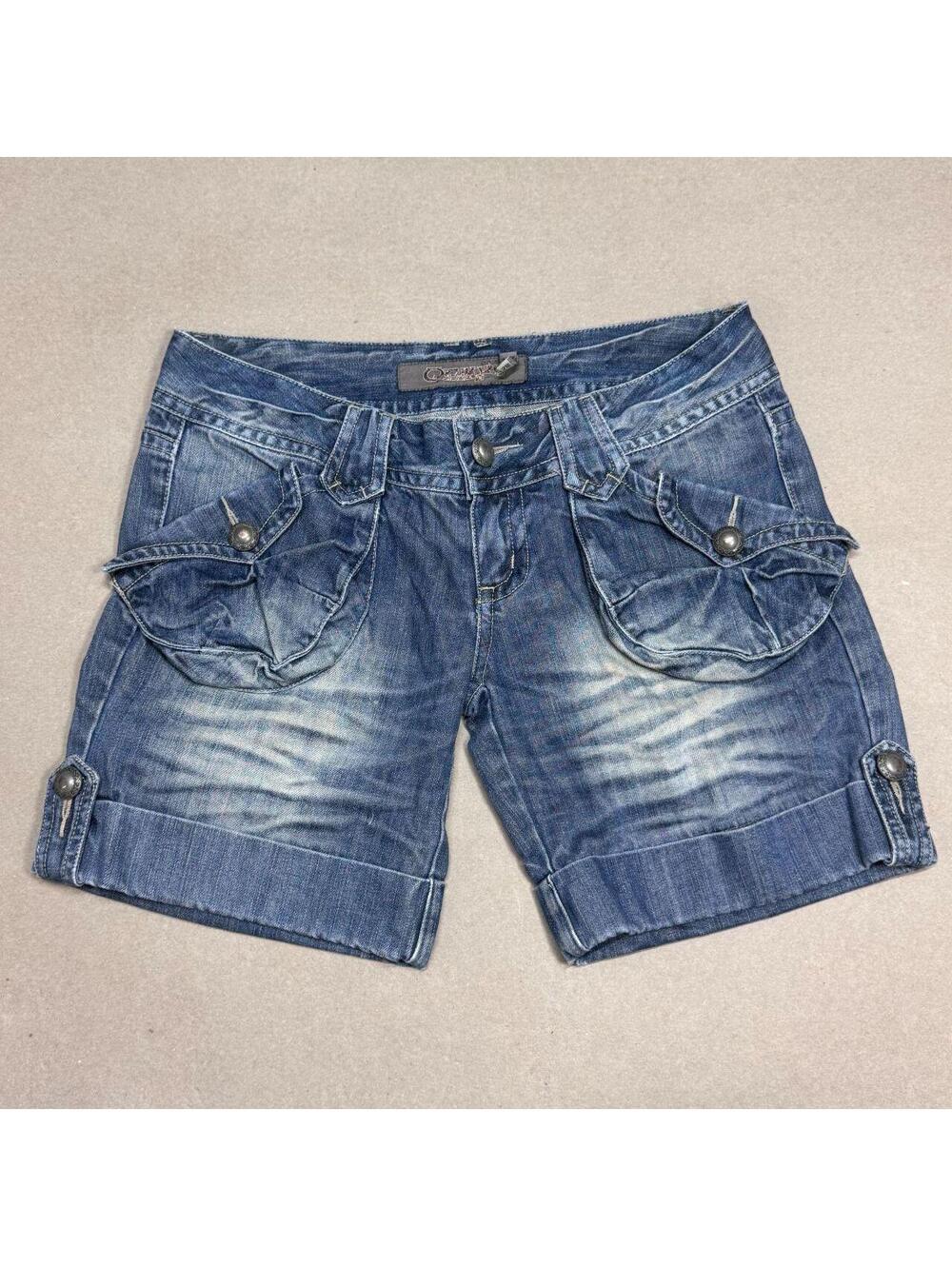 Vintage Y2K Low Rise Denim Micro Bloomer Shorts Faded